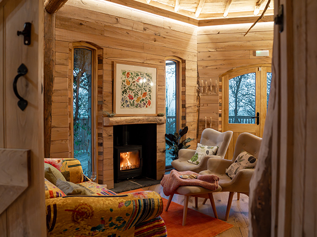 looking at the living area from the main bedroom