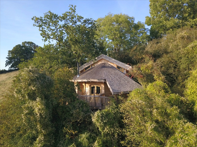 Drone view of Bramling treehouse